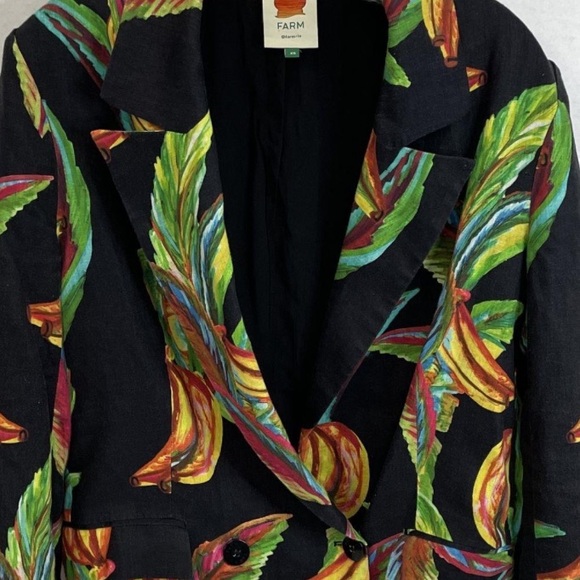 FARM RIO Preta Banana Linen Blazer Jacket XS 🌴 - Picture 2 of 10